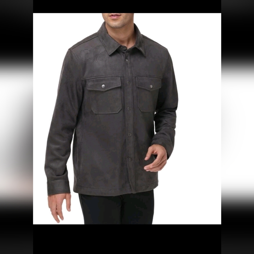 Frye Men's Faux Suede Shirt Jacket Charcoal Grey Color Men M